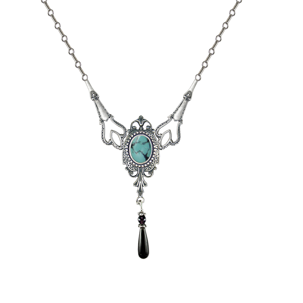 Sterling Silver Victorian Necklace With Chinese Turquoise
